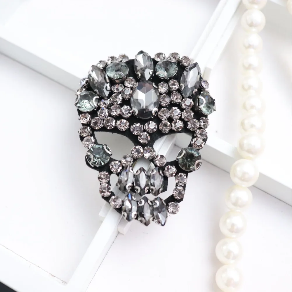 Ручная работа расшитая бисером блестящая аппликация в виде черепа для поделок