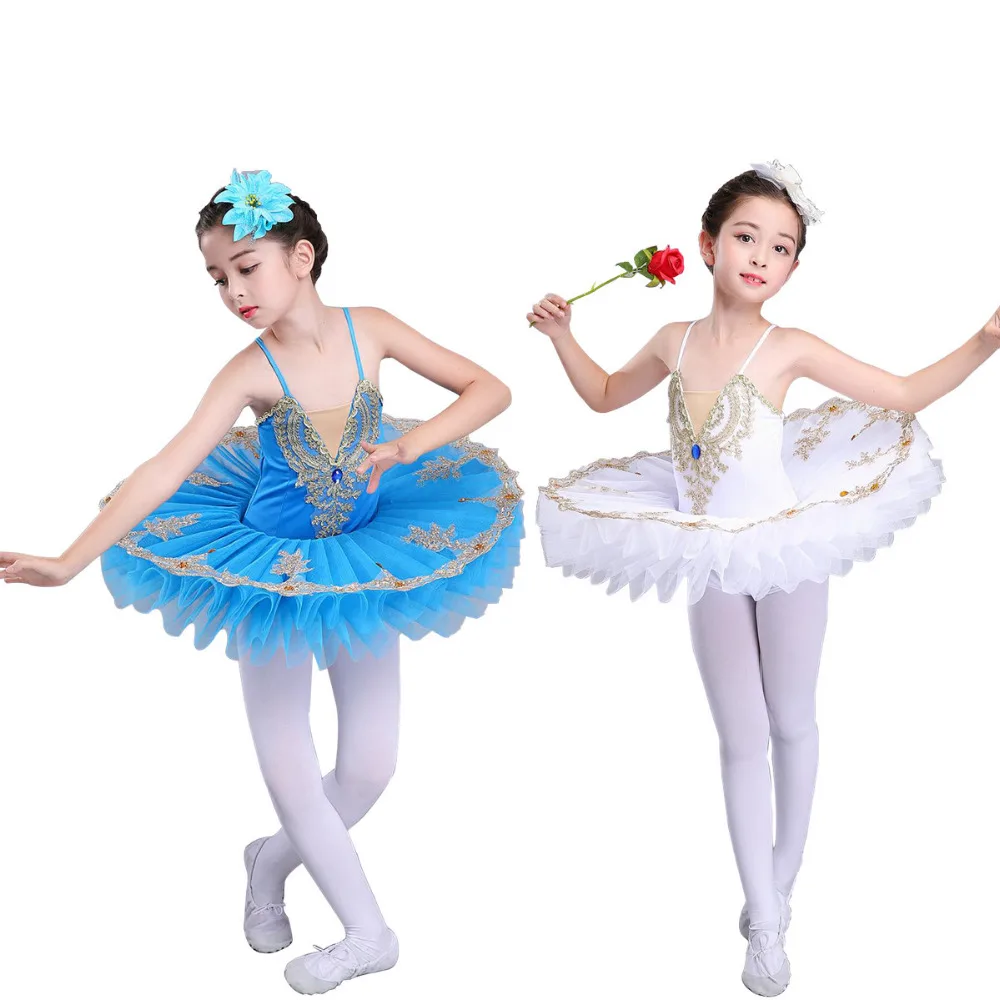 

2019 Professional Ballet Tutu Child Swan Lake Costume White Pink Blue Ballet Dress for Children Pancake Tutu Girls Dancewear