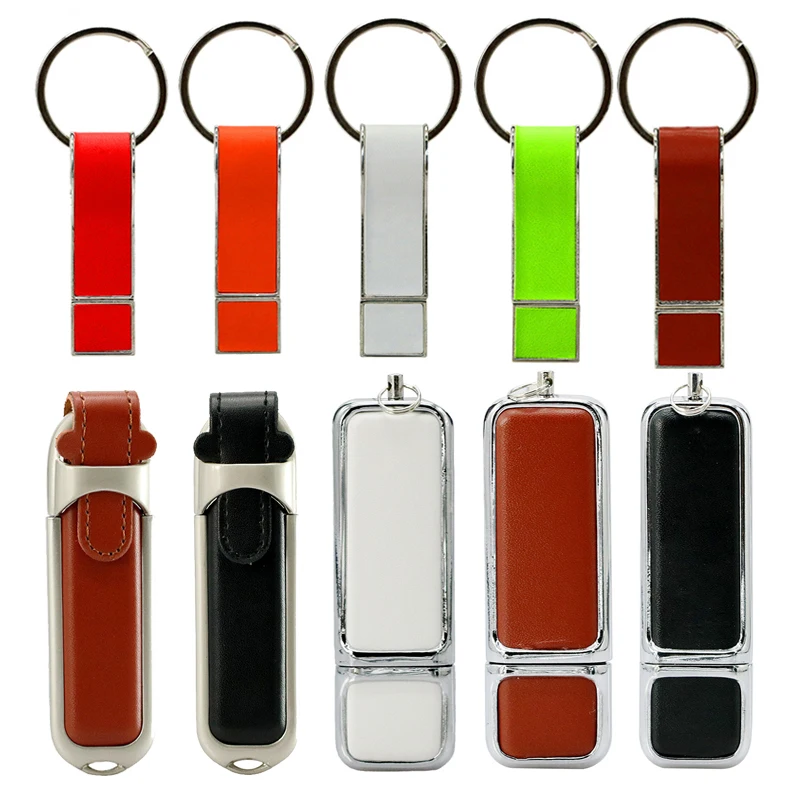Key Ring Business Pu Leather USB 2.0 Flash Memory Stick Card Pen Drive 8GB 32GB External Storage 64GB Keychain Usb Cle | Компьютеры и
