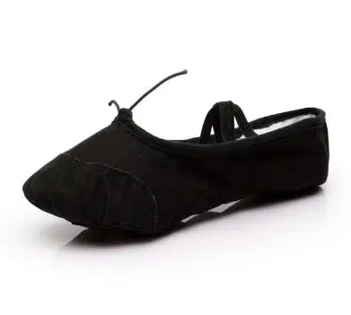 black leather head Парусиновые балетки для танцев; Танцевальная обувь для девочек; Балетные кроссовки для детей; детские танцевальные балетные тапочки; B01 - Цвет: black leather head