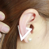 opening triangle golden silver plated black white simple metallic clip earrings ear cuff for women