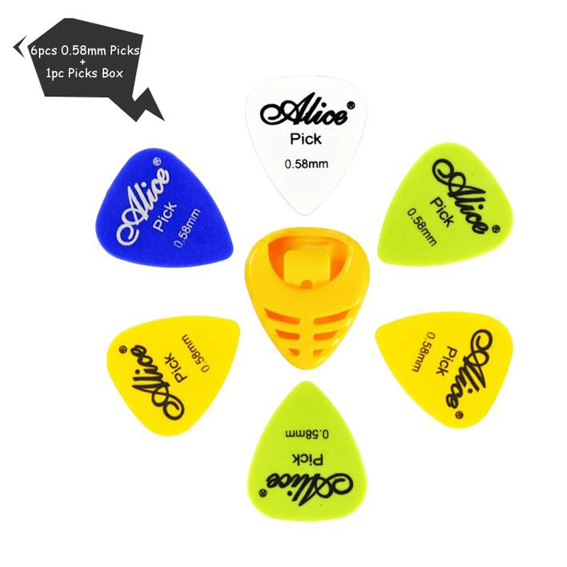 6 0.58mm picks 1box 6 шт Электрогитары выбирает+ 1 шт. медиаторы коробка 0,58/0,71/0,81/0,96/1,20/1,50 мм 6 Толщина гитары Запчасти Аксессуары для гитары, GYH - Цвет: 6 0.58mm picks 1box