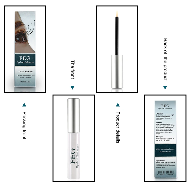 Feg Eyelash Enhancer 100% Original Liquid Eye Lash Growth Treatment Serum Natural Herbal Medicine Mascara Lengthening Longer | Красота и