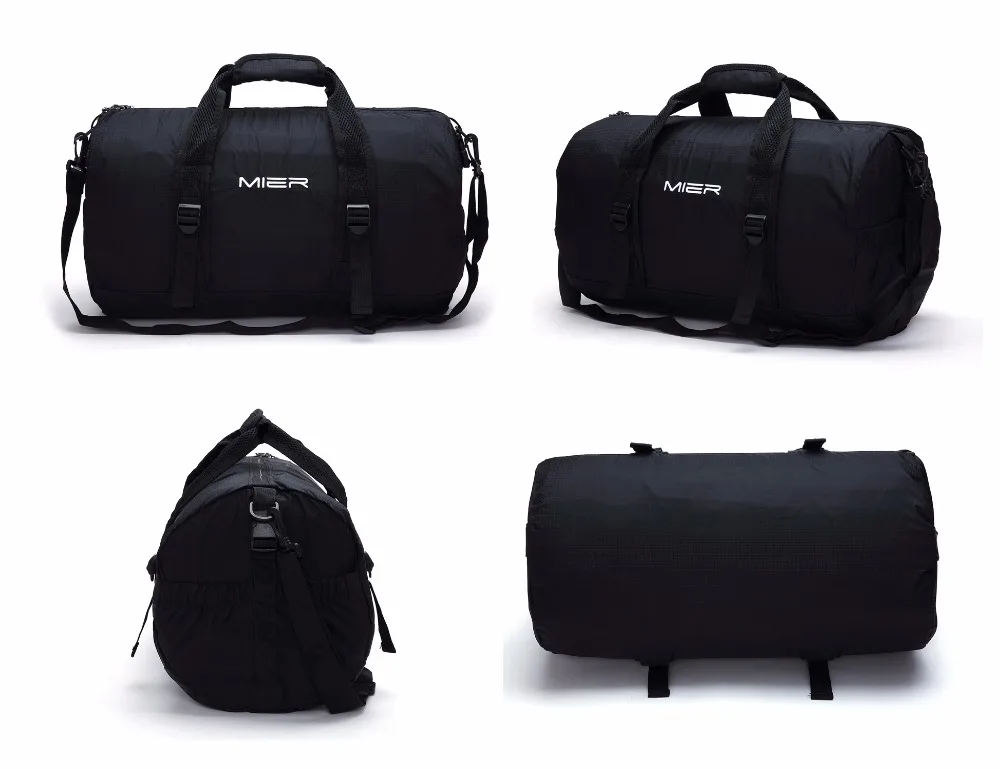 MIER складной небольшой вещевой мешок легкий для путешествий, ночь, Weekender, 20 дюймов(черный
