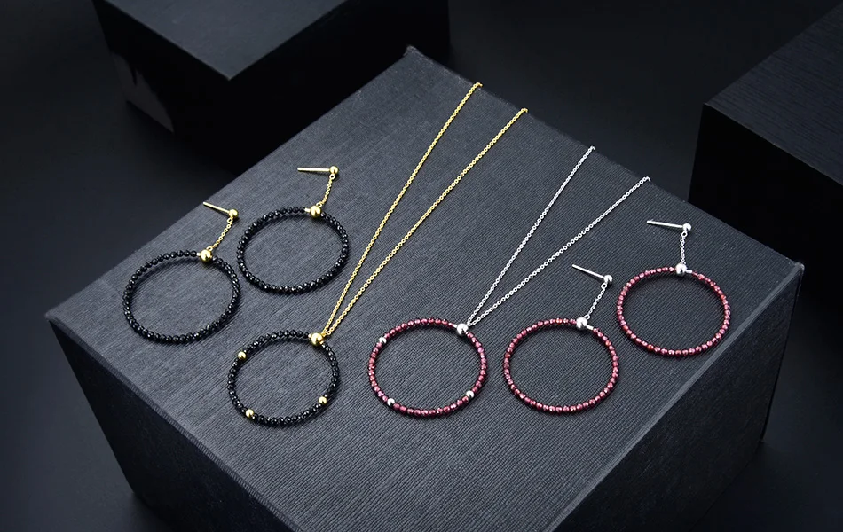 ORSA JEWELS Настоящее серебро 925 пробы женское ожерелье Черная шпинельная Подвеска 18 к золотая цепочка модные тонкие ювелирные изделия SN159-B