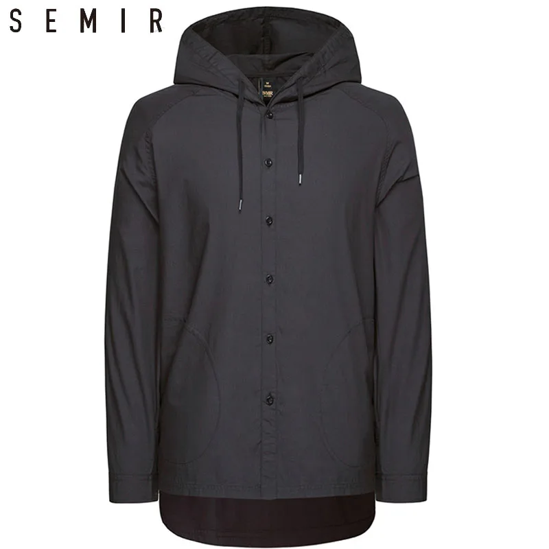 Мужское пальто с капюшоном SEMIR хлопковое Свободное длинным рукавом на весну