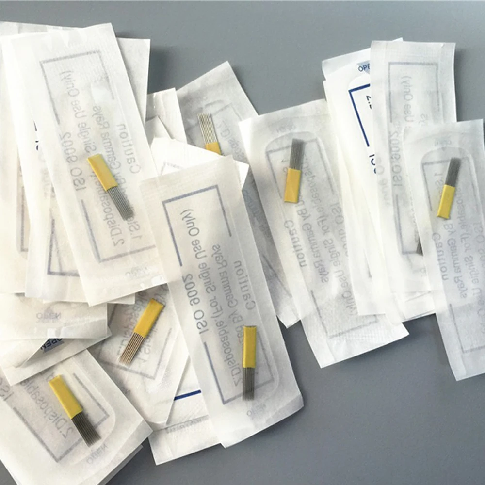 #9M1 двухрядные плоские иглы для татуажа перманентного макияжа противотуманная