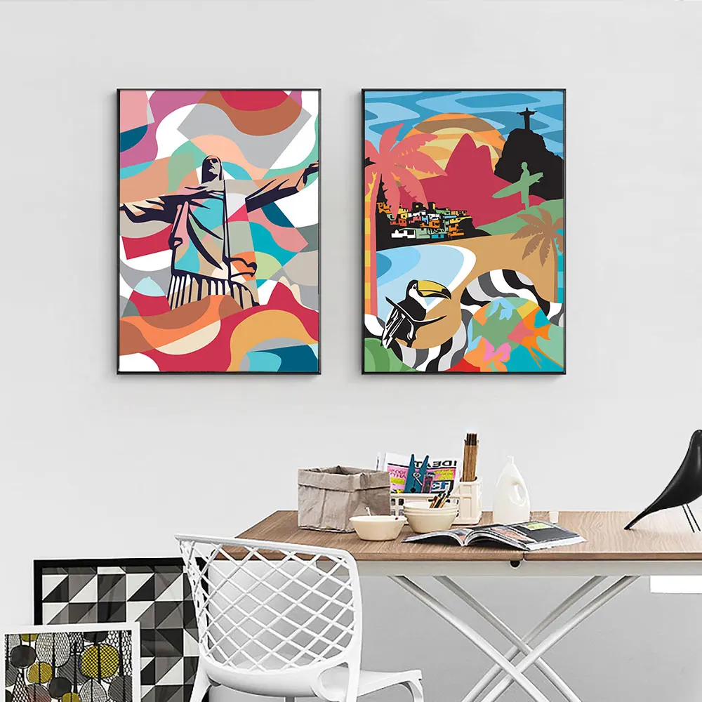 Красочная особенность украшения растений стены искусства холст плакат и печать