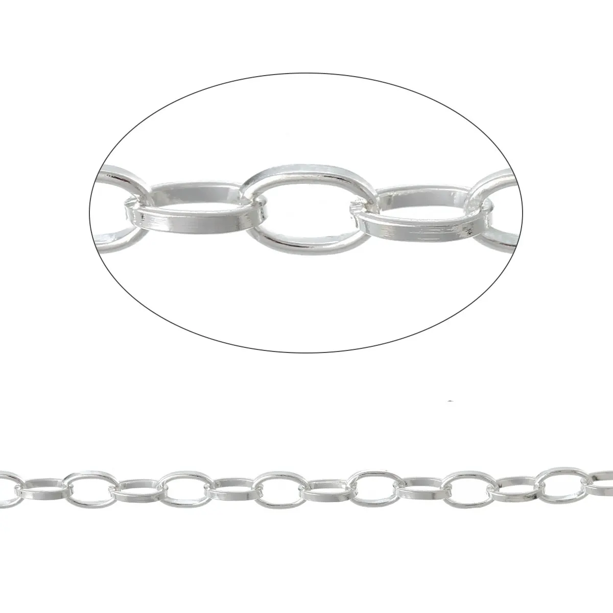 

Link Cable Chains Findings Oval Silver Plated 6mm( 2/8") x 4mm( 1/8"), 5 M new