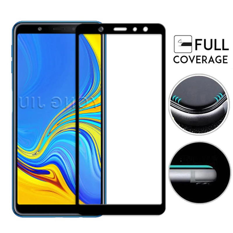 Закаленное стекло с полным покрытием для Samsung Galaxy A7 2018 9H защитное защитой от