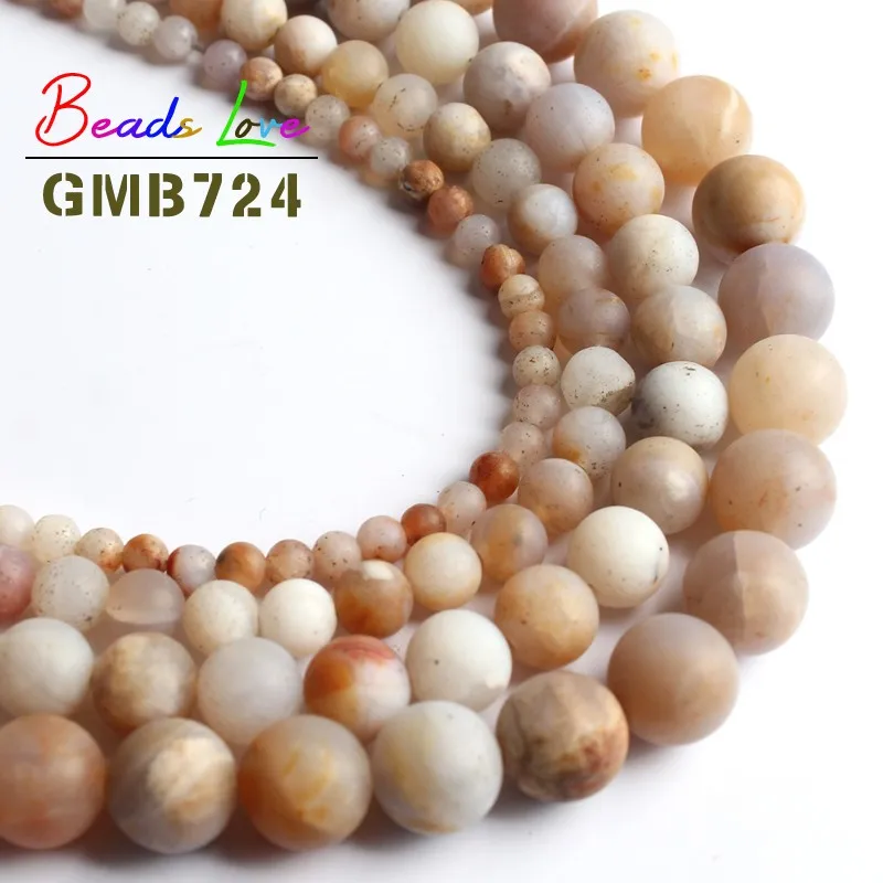 Flower Agate С тусклой полировкой, матовая Агаты Jada Круглые бусины для изготовления ювелирных изделий Натуральный камень браслет "сделай сам" Цепочки и ожерелья 4/6/8/10 мм 15'' - Цвет: Flower Agate