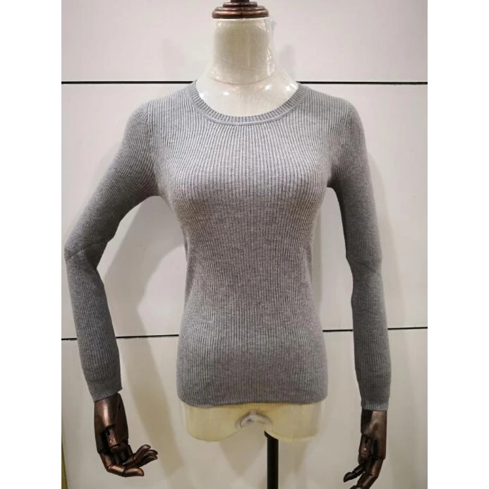 

Autumn Winter Korean Fashion Women Round Neck Knitted Pullover Shirt Long Sleeve Slim Fitting Elastic Casual Sweater Tops