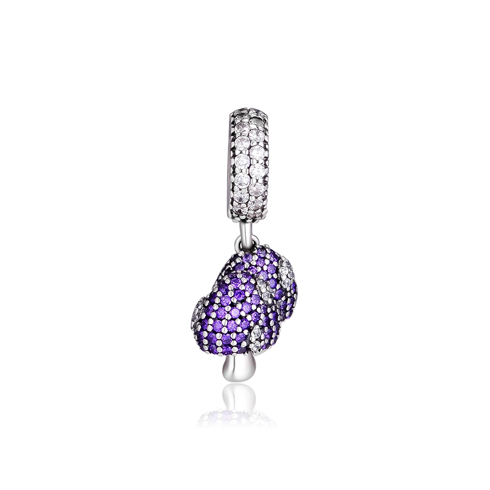 CKK 925 Sterling Silver Siamese Mushroom Twins Charm Fits for Bracelet Charms Jewelry Making Gift Purple CZ | Украшения и