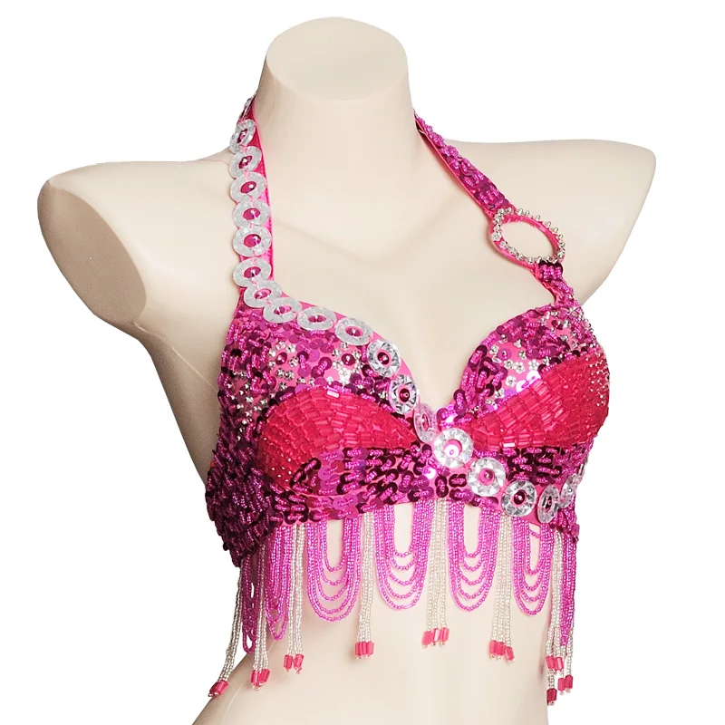 Женский костюм для танца живота откровенный топ с бахромой и блестками 2013|bellydance
