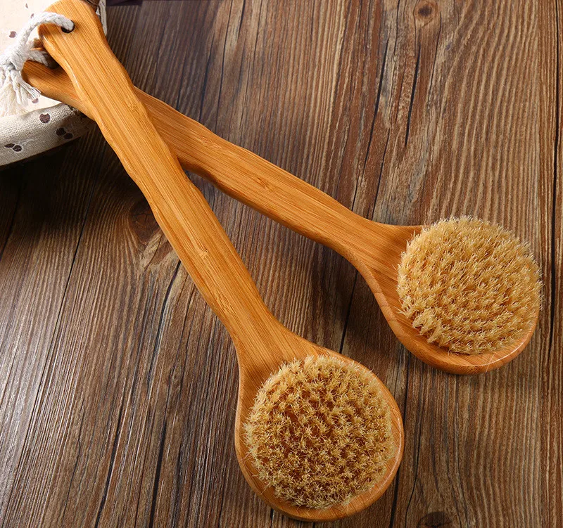 Длинная Деревянная Ручка для ванны и душа тела щетка спины Spa Scrubber очиститель