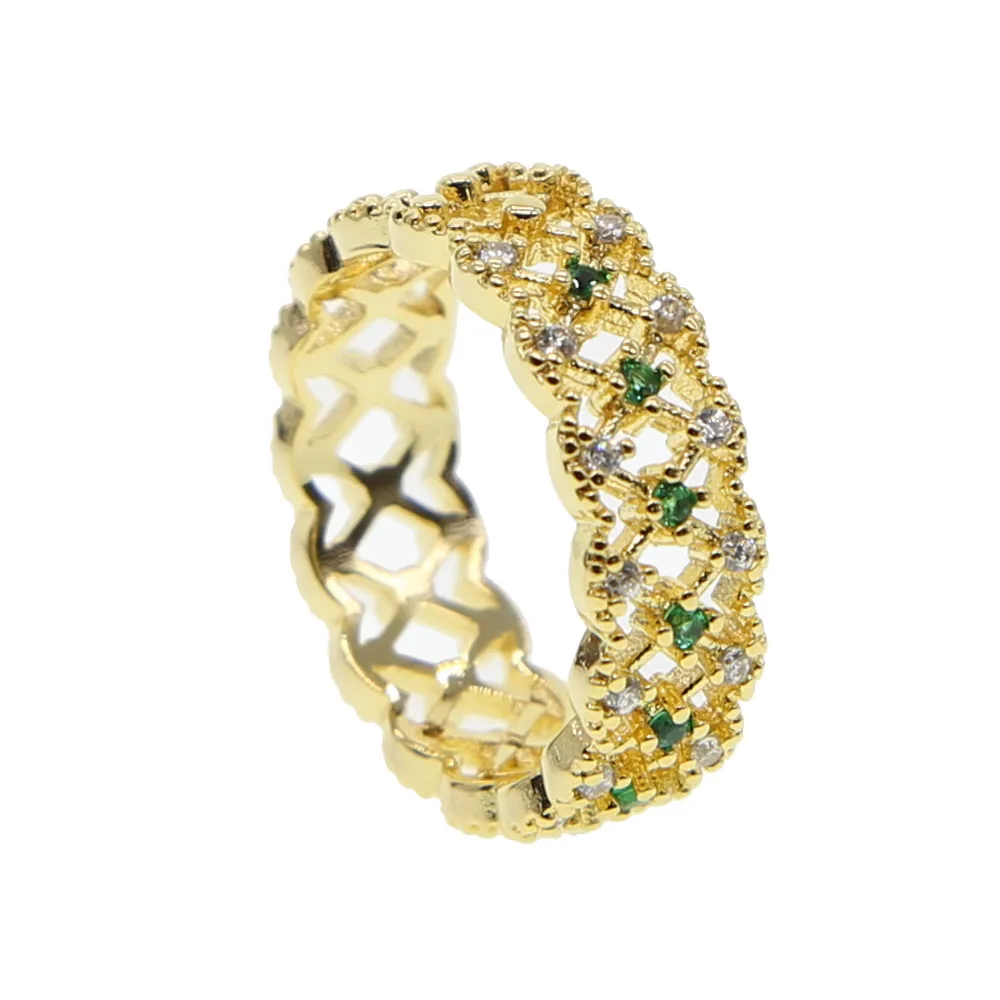 CHEAPEST gold color lace band wide hollow rings with Blue green red cz stone paved wedding for young lady jewelry | Украшения и