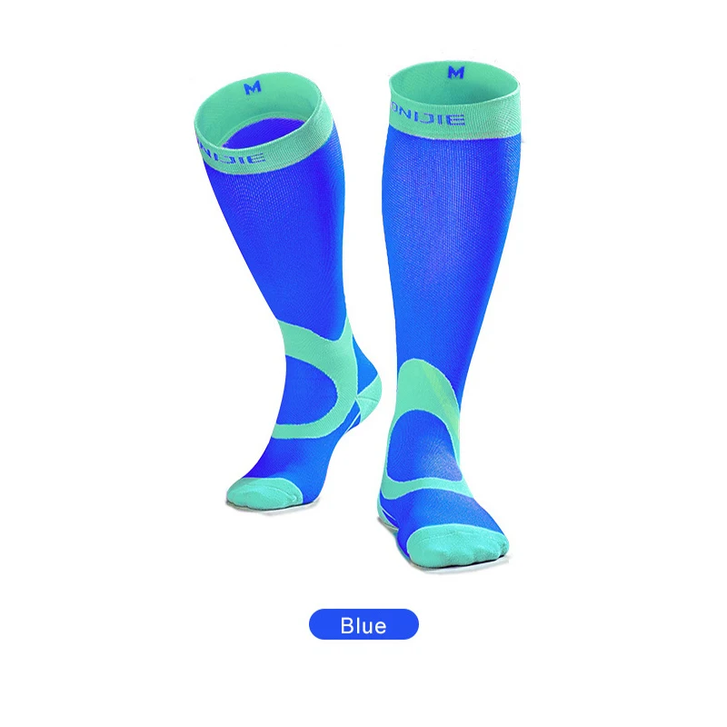 Blue Aonijie 1 пара E4096 поддержка ног стрейч спортивные гетры до колена для женщин и мужчин унисекс высокие компрессионные длинные носки Пешие прогулки Бег - Цвет: Blue