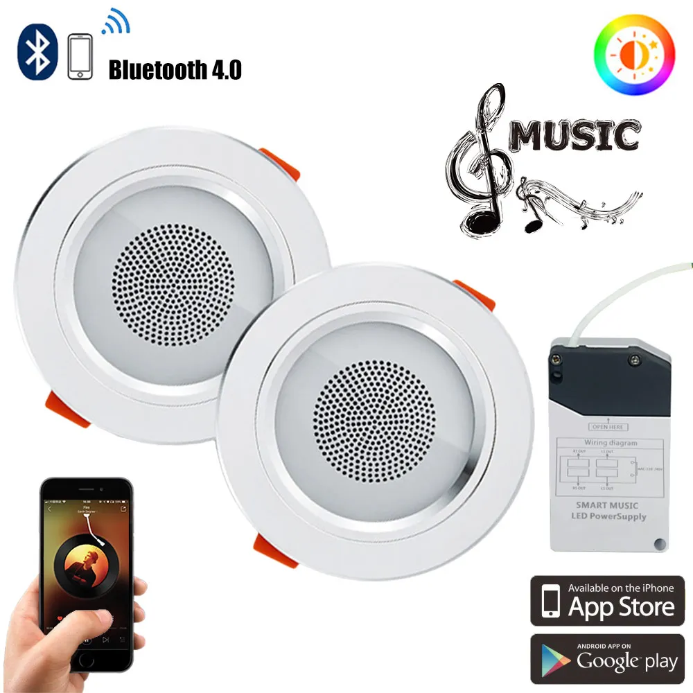 as shown 2 шт. светодиодный 4,0 Bluetooth Потолочный светильник RGB с регулируемой яркостью для внутренней спальни потолочный светильник приложение дистанционное управление музыкальный умный потолочный светильник s - Цвет корпуса: as shown