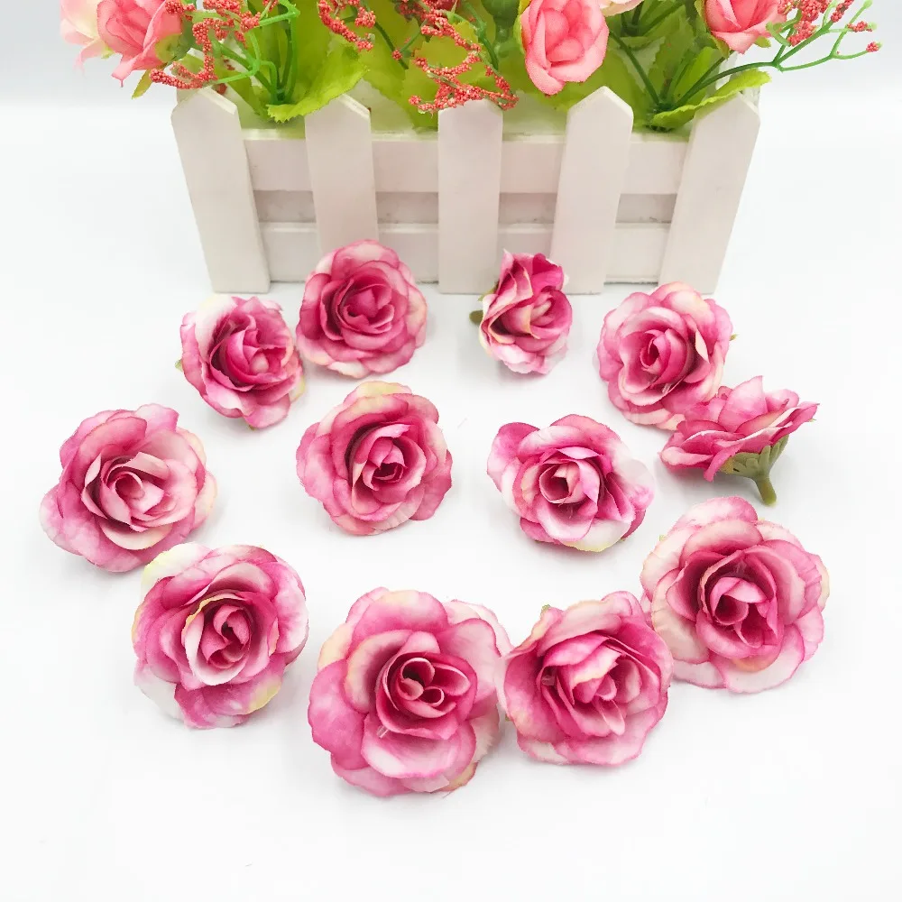 Новинка 10 шт. искусственных цветов 4 см шелковые розы свадебные вечерние