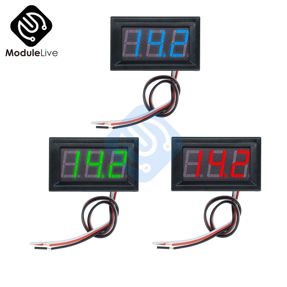 0,5" 0,56 дюймов DC 4,5/4,7/5~ 30V красные, синие зеленый светодиодный Дисплей Панель Напряжение Вольтметр 3 жилы 3 три цифровой Напряжение метр