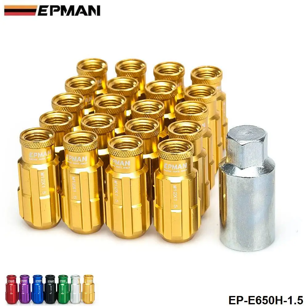 Золотой Jdm гонки Стиль Алюминий стопорные гайки 20 шт. W/Key 12x1,5 для Honda Toyota Mitsubishi AF-E650H-1.5 - Название цвета: Золотой
