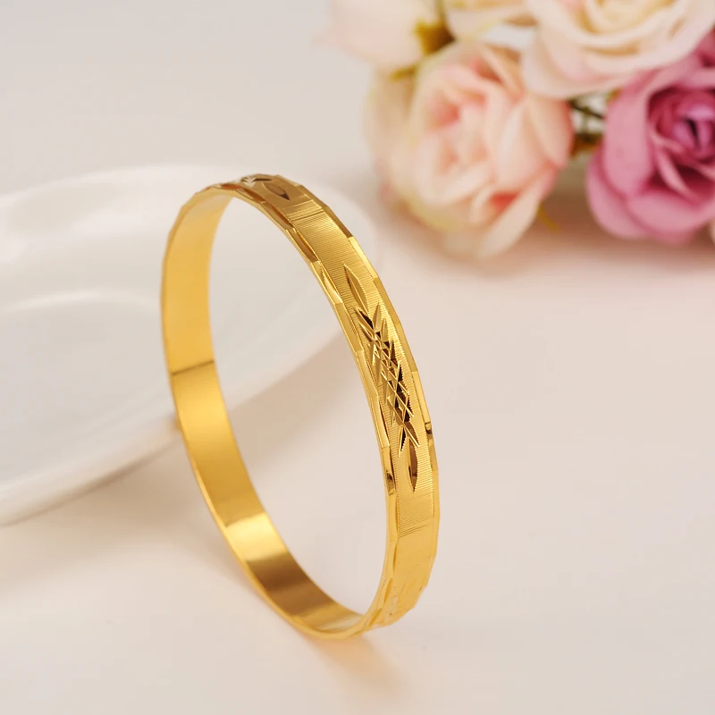 

4pcs 24kGold Bangle for Women Gold Dubai Bride Wedding Ethiopian Bracelet Africa Bangle Arab Jewelry Gold Charm Bracelet