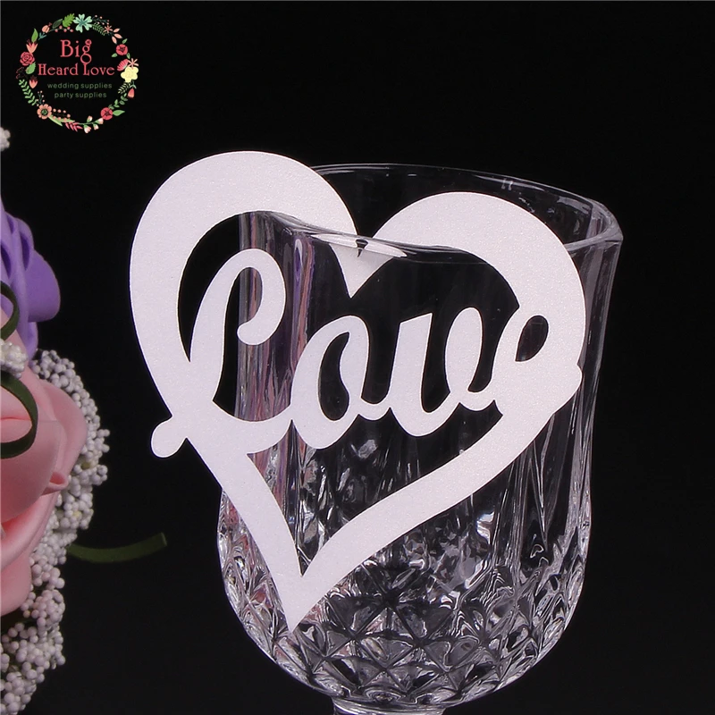 50 штук в форме сердца карточка для вина лазерная резка бумажный стаканчик бокал