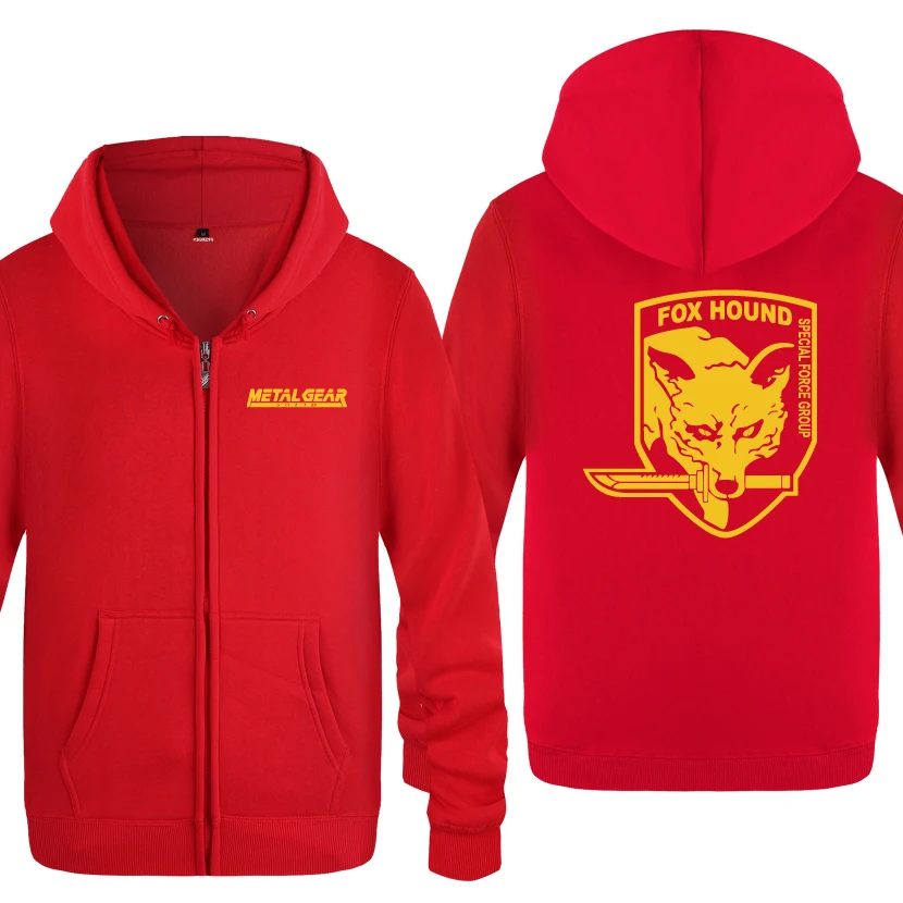 MGS Fox Hound Metal gear однотонные игровые худи для мужчин мужские флисовые кардиганы на молнии толстовки с капюшоном