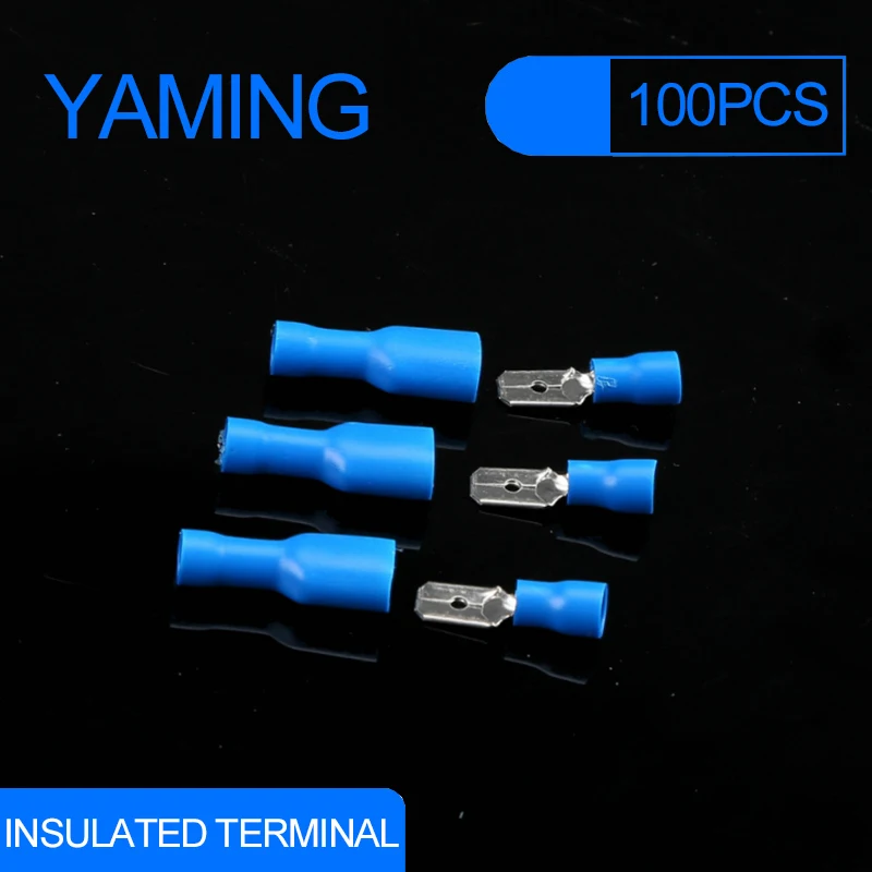 

100pcs 50set/pack Male and Female Insulated Crimp Terminals High quality copper connector Wiring Cable Plug 1.5-2.5mm2 16-14AWG