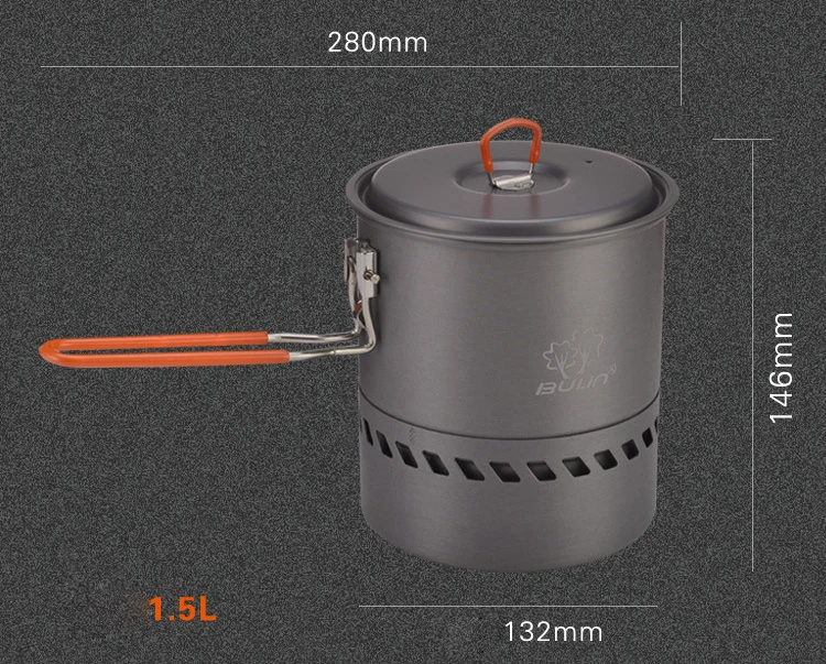 Bulin 1.5L Портативный Открытый быстрый нагрев горшок посуда Кемпинг путешествия посуда с газовой плитой для приготовления пищи Пешие прогулки Пикник набор
