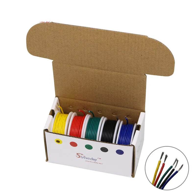 

100 m 328 ft UL1007 24AWG stranded 10 color mixed boxed wire and cable stranded wire tinned copper wire DIY