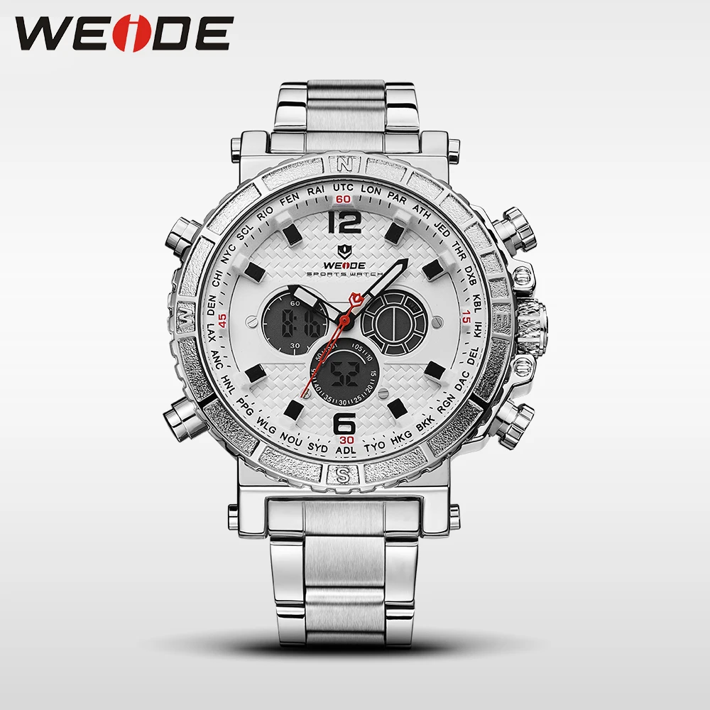 WEIDE мужской роскошный бренд часов спортивные цифровые часы из нержавеющей стали Кварцевые часы аналоговые автоматические часы