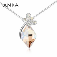 anka rushed jewelry collares mujer colar butterfly with drop water necklace main stone crystals from austria 103332