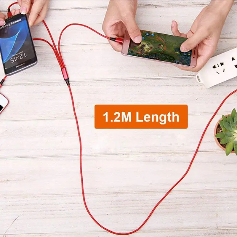 Мульти USB кабель-3 в 1 зарядный кабель с нейлоновой оплеткой 4 фута(1,2 м) алюминиевый разъем usb зарядный шнур совместим с ios PhoneX