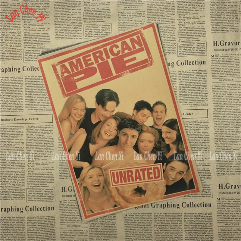 Американский пирог классический фильм крафт бумага Плакат Бар Кафе гостиная