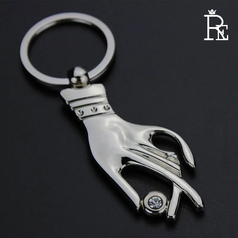 RE 100шт/лот Бесплатная доставка сплавная женская рука Кристалл мужской подарок брелок брелок кольцо оптовая продажа.