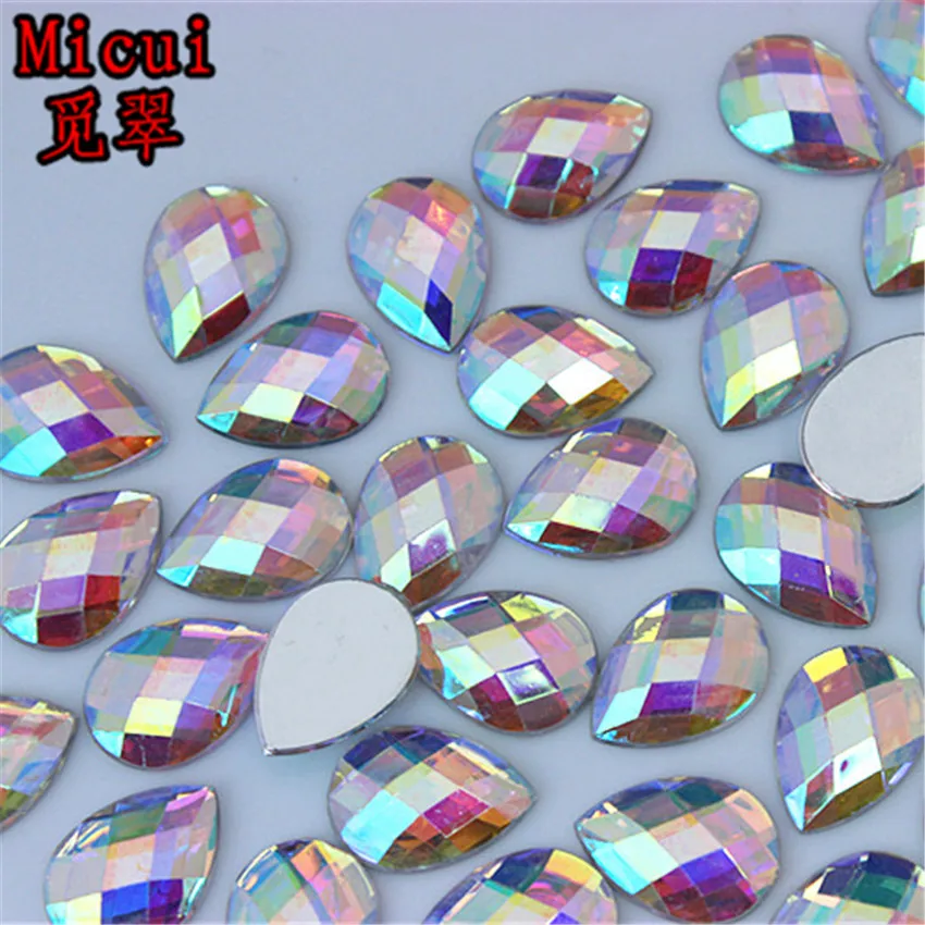 Micui 8*13 мм/10*14 мм/13*18 мм акриловые граненые бусины с плоской задней стороной для