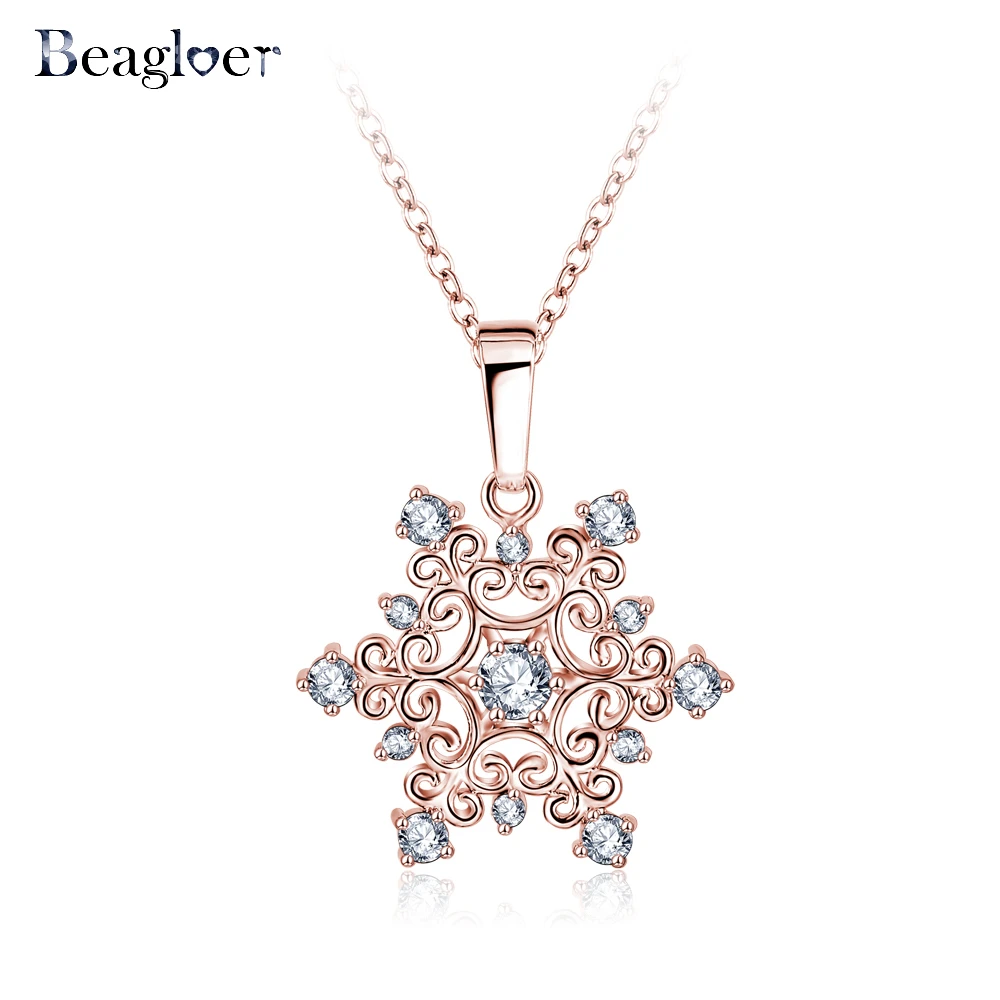 Beagloer изысканный Снежинка Кулон серебряный цвет с ювелирные изделия из циркония