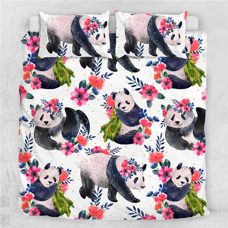 Panda8 Постельные принадлежности Outlet панда домашний текстиль пододеяльник с наволочкой чехол мультфильм Радуга Комплект постельного белья животное Дети Подростки Постельное белье queen 3 шт - Color: Panda8