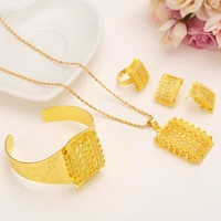 new ethiopian gold african sets pendant necklaces clip earrings bangle adjustable ring habesha jewelry eritrean wedding gifts