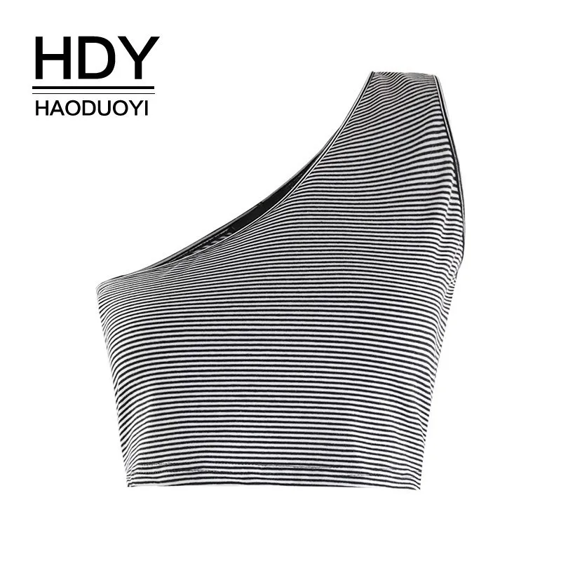 HDY Haoduoyi новинка 2019 сексуальный топ на одно плечо летняя футболка контрастного