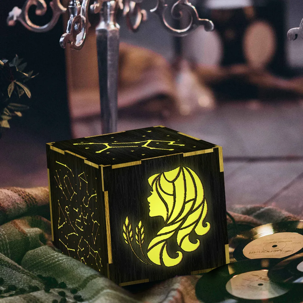 1 шт. Знак зодиака новинка ночник Дева светодиодный фонарь Деревянный светильник