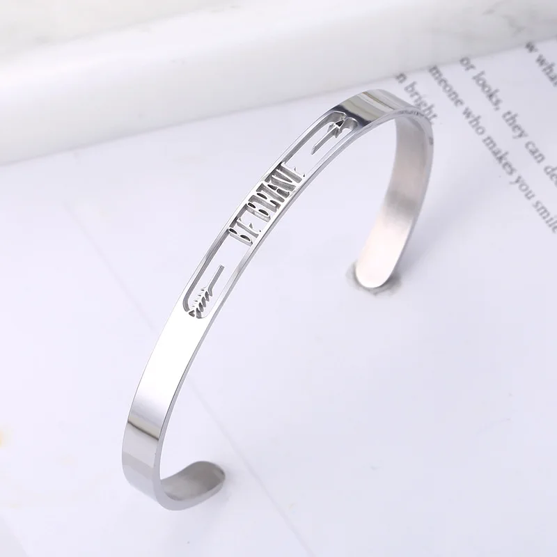 Hollow Cuff Mantra Bangles And Bracelets For Women Good Quality Stainless Steel Jewelry Engraved Inspirational Bracelet | Украшения и