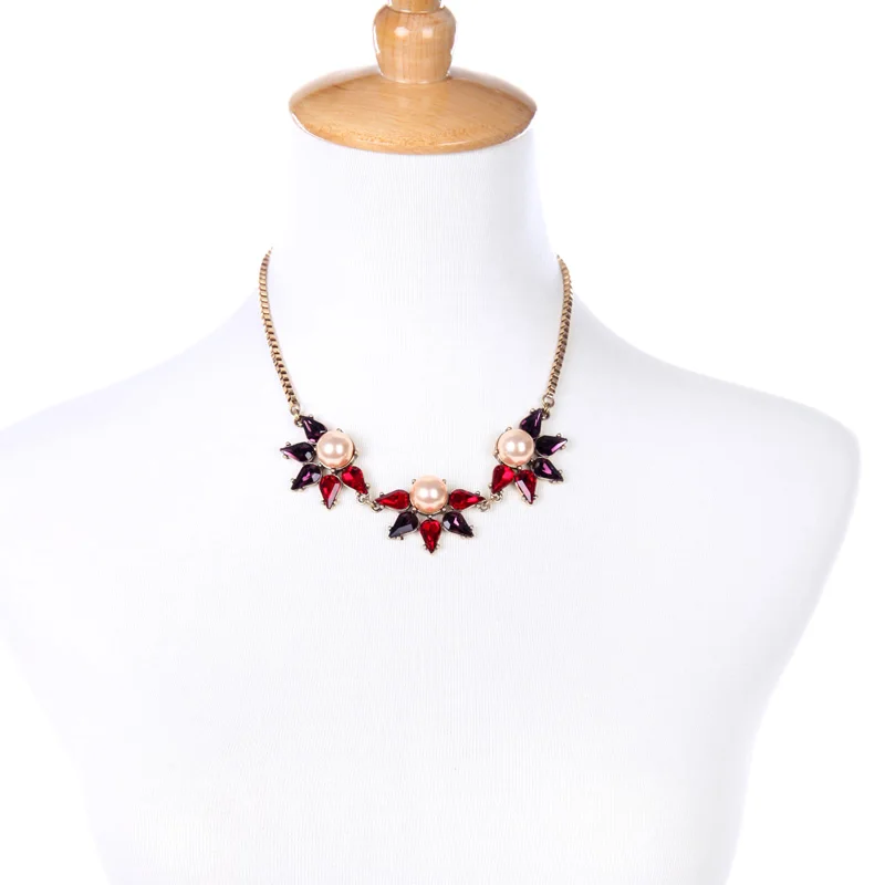 Бохо шик имитация жемчуга Цветы нагрудник ожерелье 2016 летнее платье ювелирные