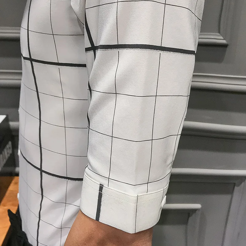 Chemise homme Весна Лето Новая мужская рубашка 2019 уличная мода клетчатая платье