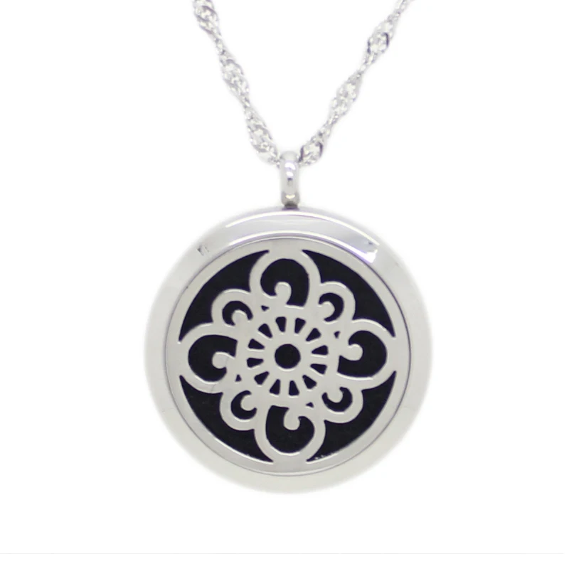 

2Style Flower Magnetic Perfume Locket Necklace Pendant Essential Oil Diffuser For Aromatherapy Locket Pendant With Free Pad