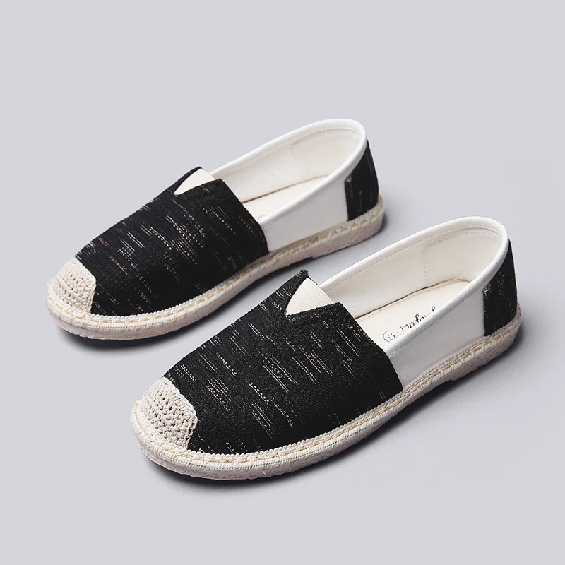 Summer Flats Women Shoes fashion Loafers Elegant Low Heels Slip On Footwear Female Round Toe Mixed Colors Casual Canvas | Обувь