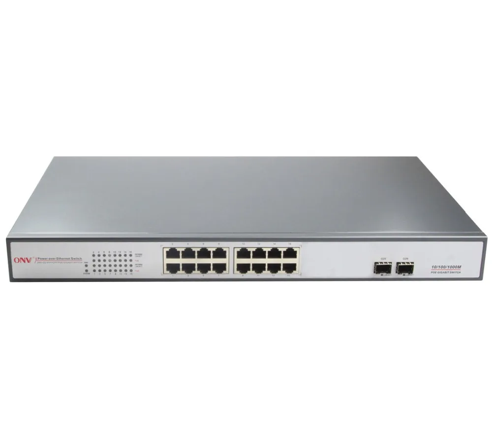 

18-Port Gigabit PoE Switch with 16 Gigabit PoE Ports and 2 Gigabit Fiber Ports IEEE 802.3af Standard 15.4W