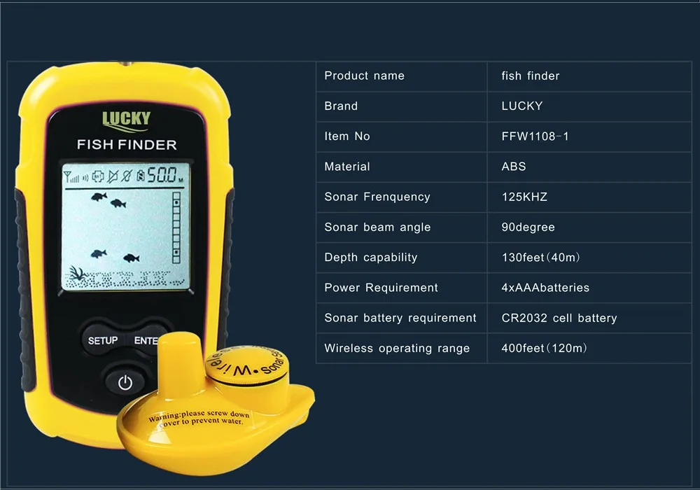 Счастливая Портативный Беспроводной Рыболокаторы инструмент 40 м глубина сонар