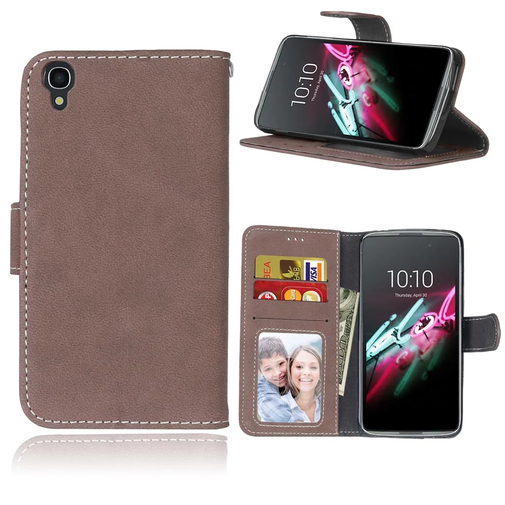 Кожаный чехол-портмоне на застежке в стиле ретро чехол для Alcatel OneTouch idol 3 4,7 дюймового One Touch 6039 6039A 6039K 6039Y телефон чехол s сумка чехол - Цвет: Brown
